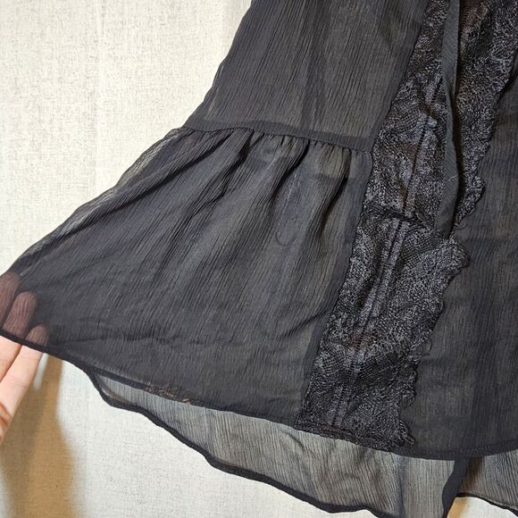 LC Lauren Conrad Black Sheer “Patched & Pieced” Lace Tank Top Whimsygoth Medium - Picture 5 of 11